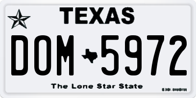 TX license plate DOM5972