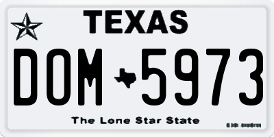 TX license plate DOM5973