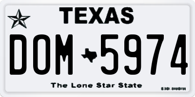 TX license plate DOM5974