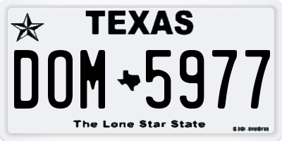 TX license plate DOM5977