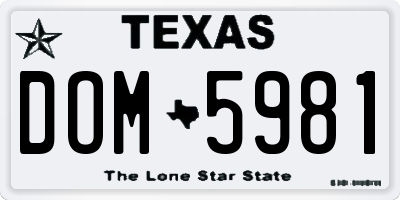 TX license plate DOM5981
