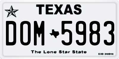 TX license plate DOM5983
