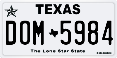 TX license plate DOM5984