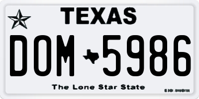 TX license plate DOM5986