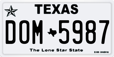 TX license plate DOM5987