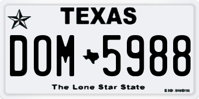 TX license plate DOM5988