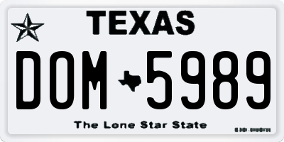 TX license plate DOM5989