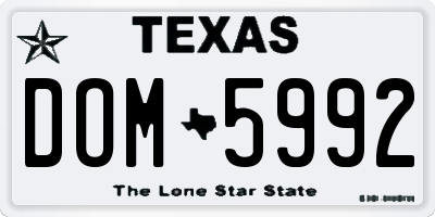 TX license plate DOM5992