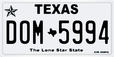 TX license plate DOM5994