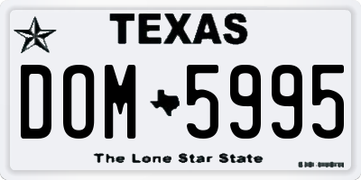 TX license plate DOM5995