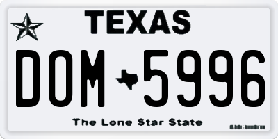 TX license plate DOM5996