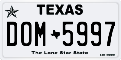 TX license plate DOM5997