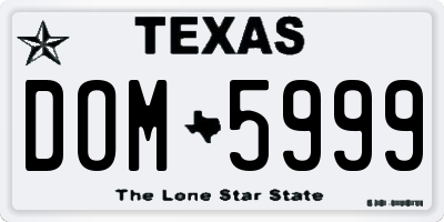 TX license plate DOM5999