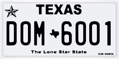 TX license plate DOM6001