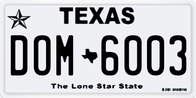 TX license plate DOM6003