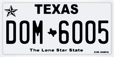 TX license plate DOM6005