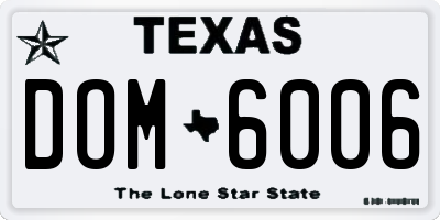 TX license plate DOM6006