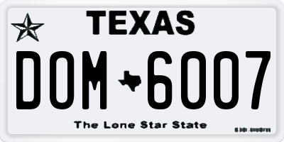 TX license plate DOM6007