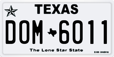 TX license plate DOM6011