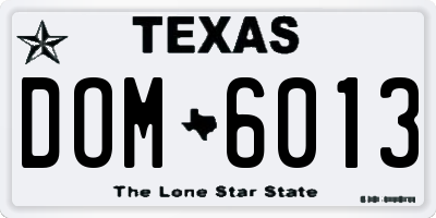 TX license plate DOM6013