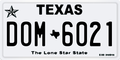 TX license plate DOM6021