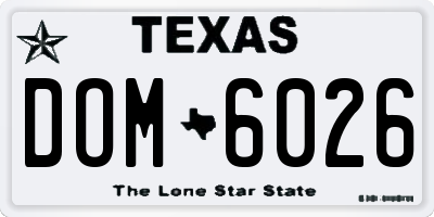 TX license plate DOM6026