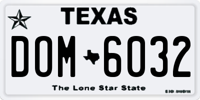 TX license plate DOM6032