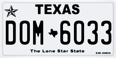 TX license plate DOM6033