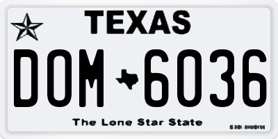 TX license plate DOM6036