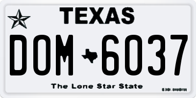 TX license plate DOM6037