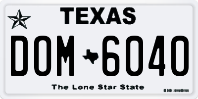 TX license plate DOM6040