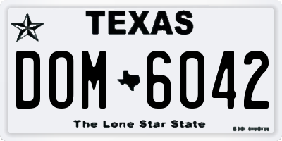 TX license plate DOM6042