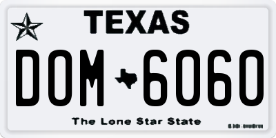 TX license plate DOM6060