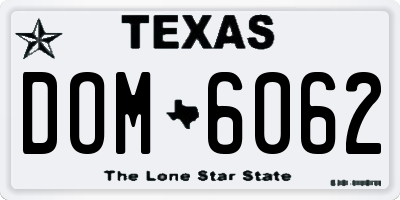 TX license plate DOM6062