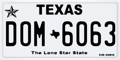 TX license plate DOM6063