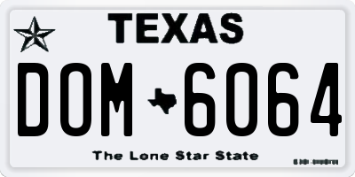 TX license plate DOM6064