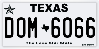 TX license plate DOM6066
