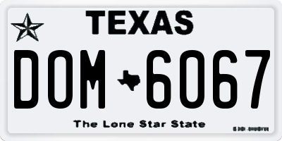 TX license plate DOM6067