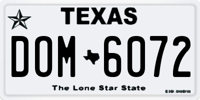 TX license plate DOM6072