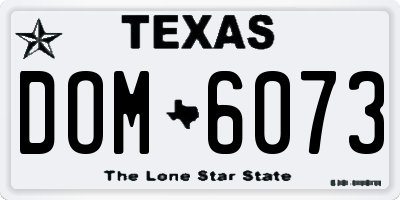TX license plate DOM6073