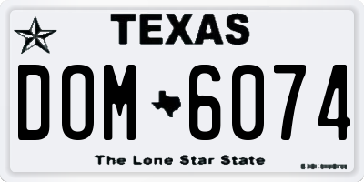 TX license plate DOM6074