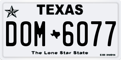 TX license plate DOM6077