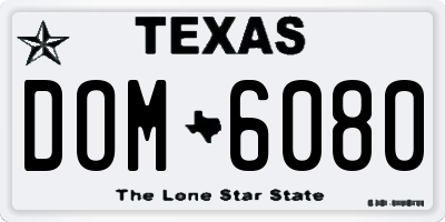 TX license plate DOM6080