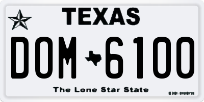TX license plate DOM6100