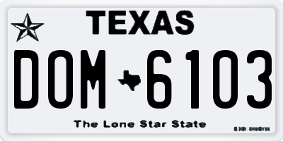 TX license plate DOM6103