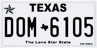 TX license plate DOM6105