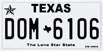 TX license plate DOM6106