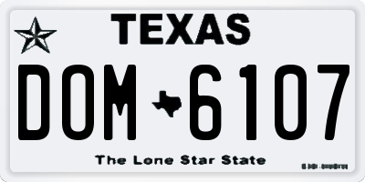 TX license plate DOM6107