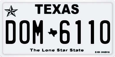 TX license plate DOM6110