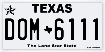 TX license plate DOM6111